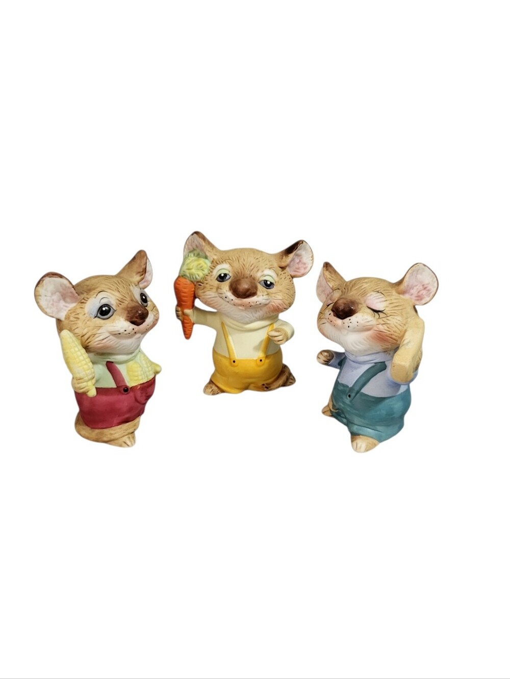 Vtg Homco Set of 3 Three Harvest Mice Corn Cob Carrot Cheese Home Interior 5601